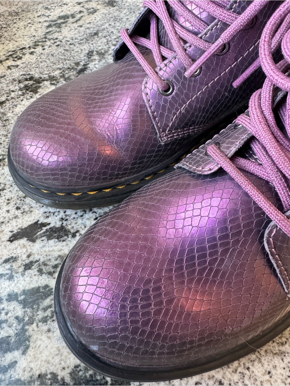 Dr. Martens Girl’s Zip Up Combat Boot. Purple Metallic. Size 5/ EU 36. EUC - Picture 7 of 9
